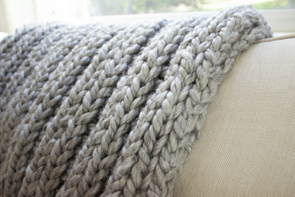 Chunky Rib Stitch Knit Blanket Pattern