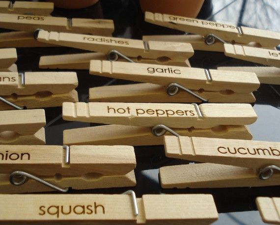 Stamped Clothes Pins. Or you could just write on them.