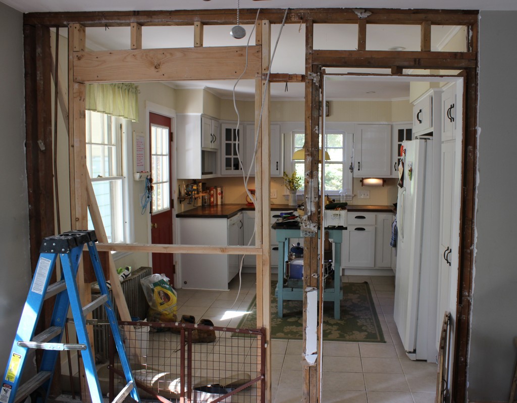 Kitchen Wall Demolition Before and After www.simplymaggie.com #Reclaimedwood #Countryhome #openkitchen