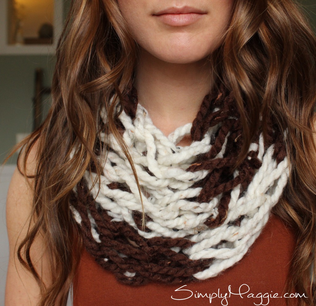 DIY Arm Knit Striped Scarf Pattern with Simply Maggie